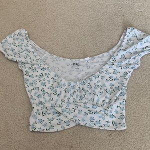 Pacsun Floral Crossover Crop Top